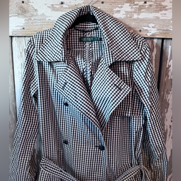 Lauren Ralph Lauren Black & White Gingham / Check  trench coat size 12 - Picture 9 of 12